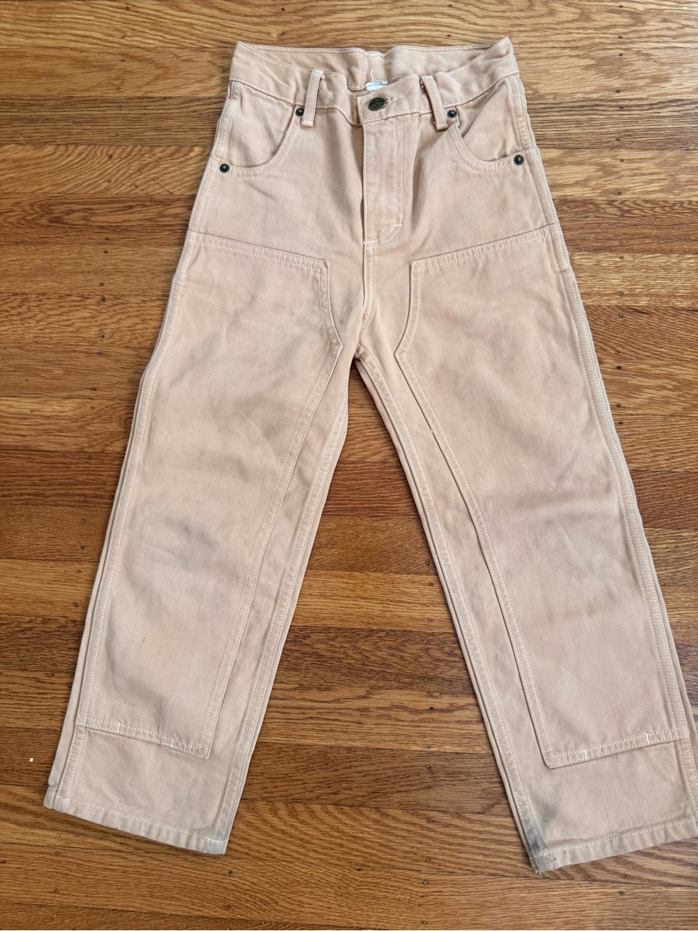 Rudy Jude kids unisex Workwear-Style Straight Jeans in Light Beige